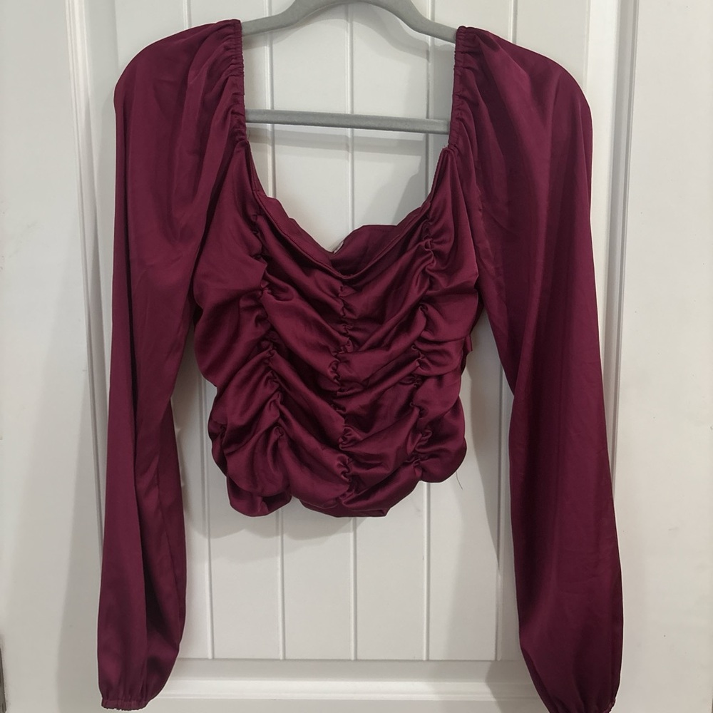 Elegant Burgundy Ruched Top